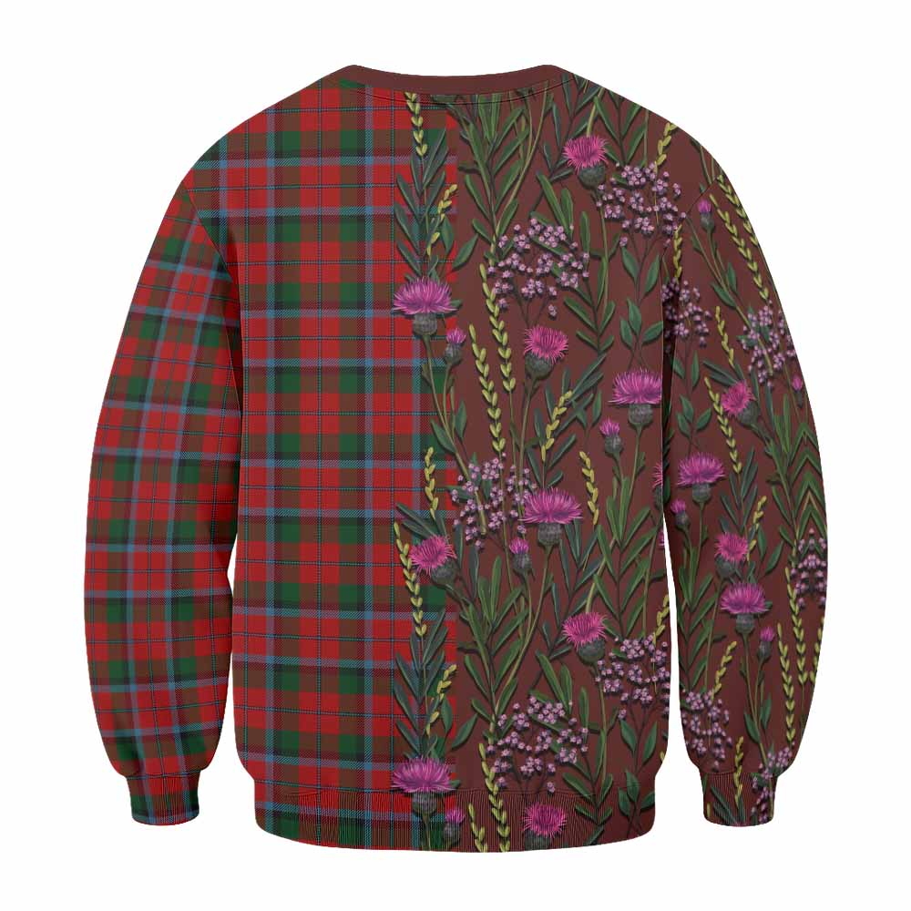 MacNaughton (McNaughton) Family Crest Tartan Sweatshirt Scottish Thistle Flower Pattern Half Style - Tartan Vibes Clothing