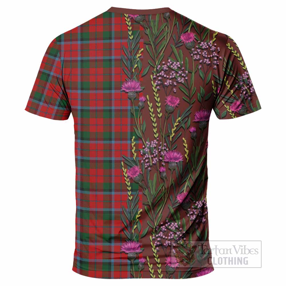 MacNaughton (McNaughton) Family Crest Tartan T-Shirt Scottish Thistle Flower Pattern Half Style - Tartan Vibes Clothing