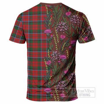 MacNaughton (McNaughton) Family Crest Tartan T-Shirt Scottish Thistle Flower Pattern Half Style - Tartan Vibes Clothing