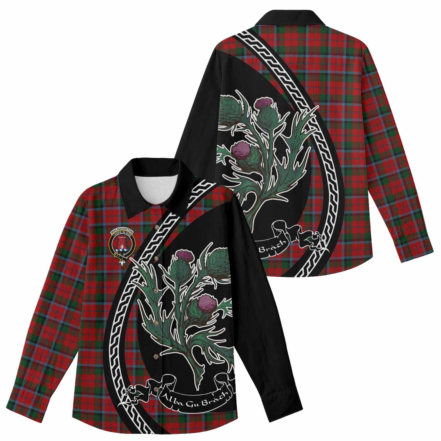 MacNaughton (McNaughton) Family Crest Tartan Women Casual Shirt Alba Thistle Inspired - Tartan Vibes Clothing