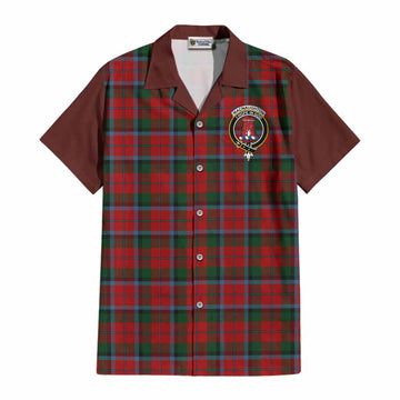 MacNaughton (McNaughton) Tartan Accent Cotton Hawaiian Shirt with Family Crest