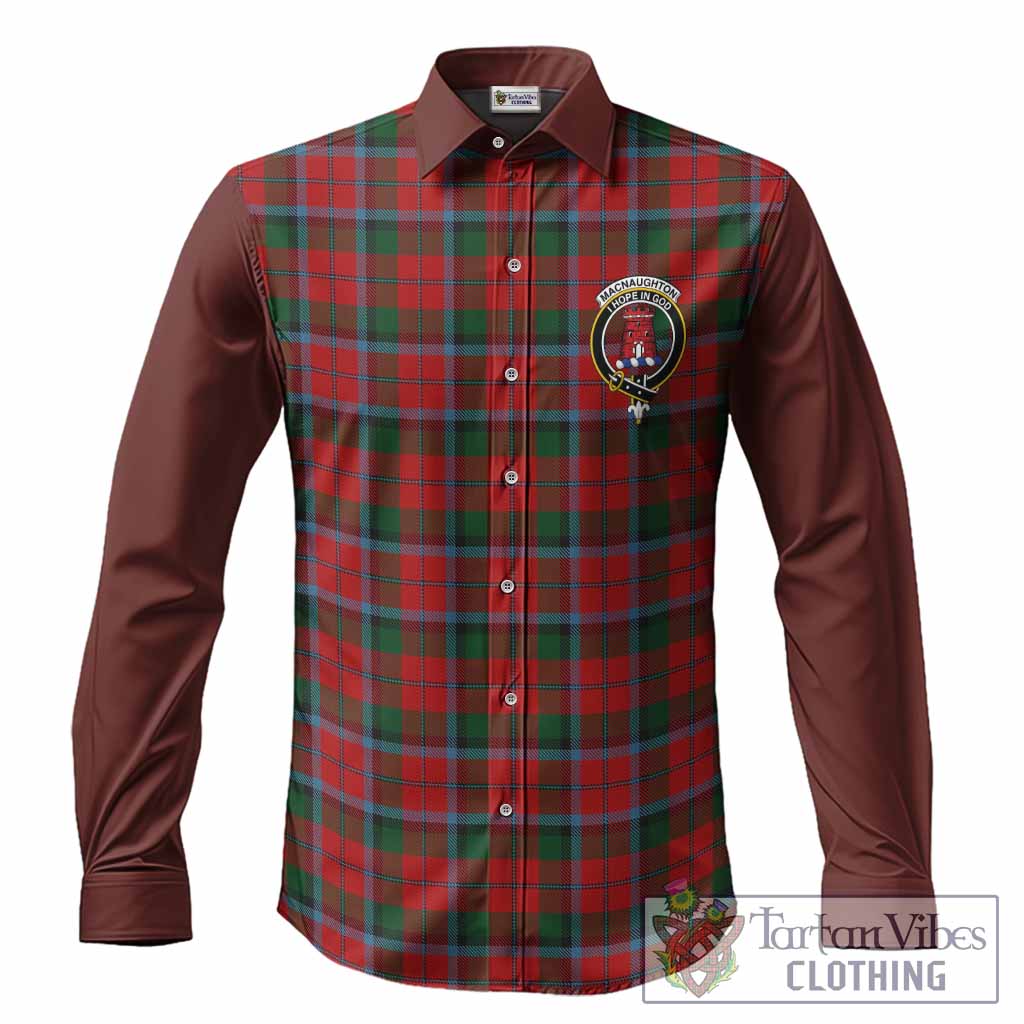 MacNaughton (McNaughton) Tartan Accent Long Sleeve Button Shirts with Family Crest