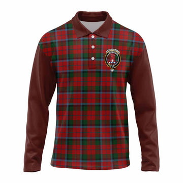MacNaughton (McNaughton) Tartan Accent Long Sleeve Polo Shirt with Family Crest