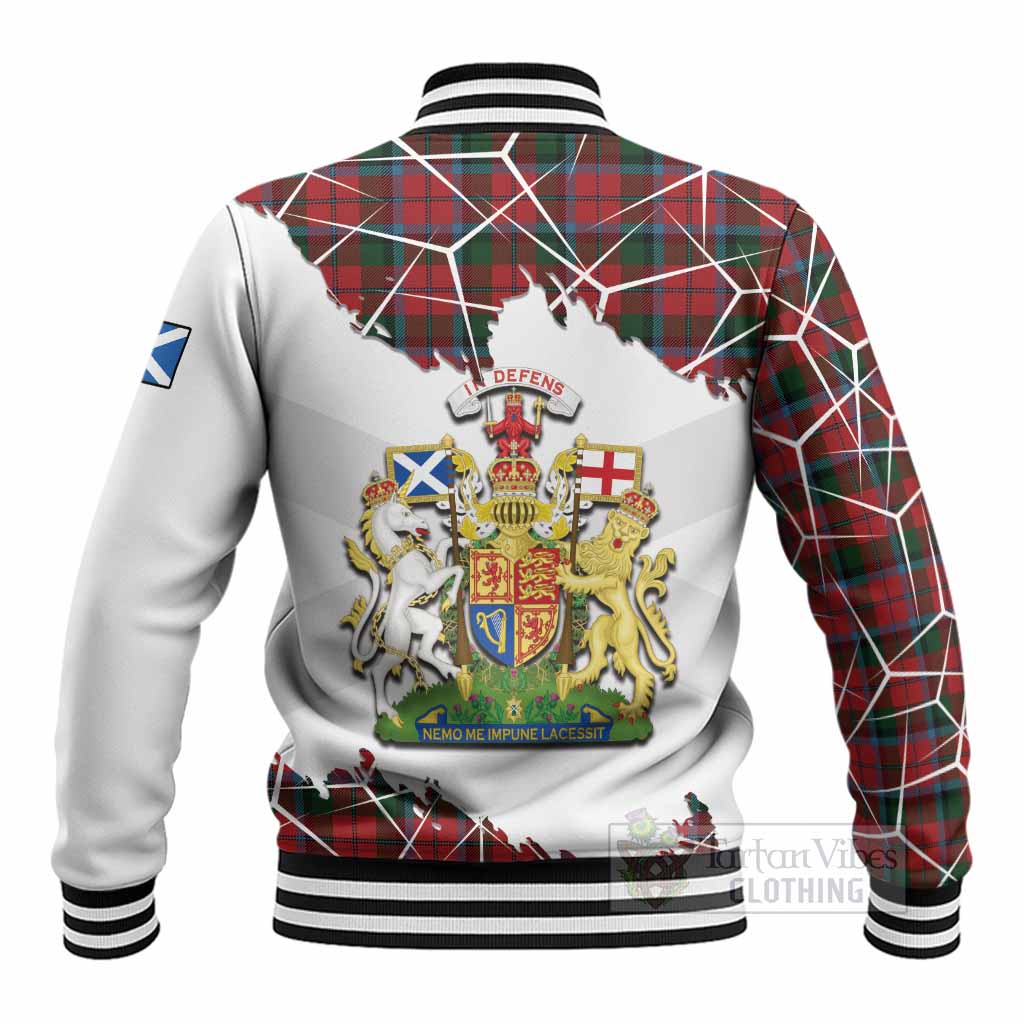 MacNaughton (McNaughton) Tartan Baseball Jacket with Family Crest and Lion Rampant Grunge Style
