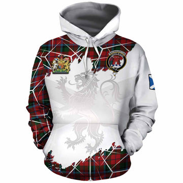 MacNaughton (McNaughton) Tartan Cotton Hoodie with Family Crest and Lion Rampant Grunge Style