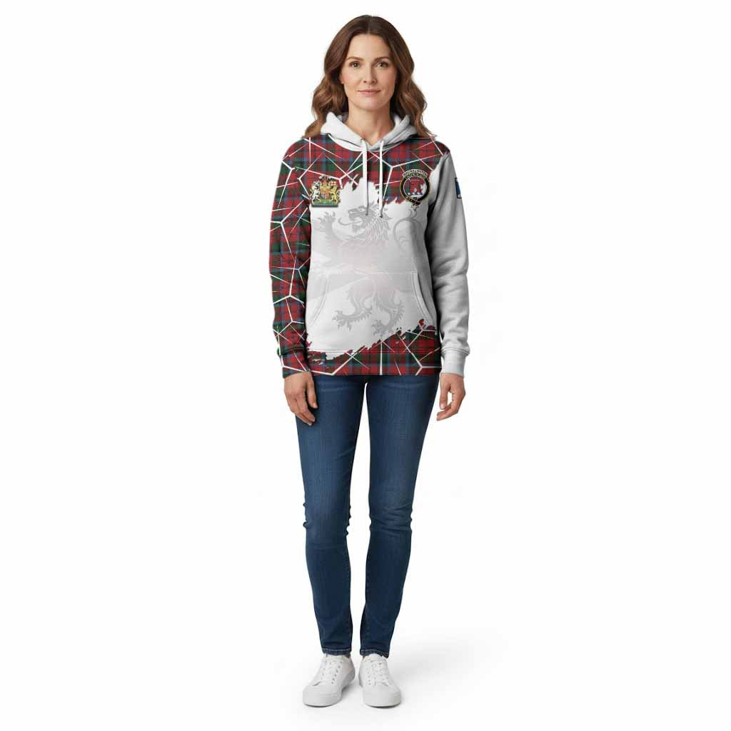 MacNaughton (McNaughton) Tartan Cotton Hoodie with Family Crest and Lion Rampant Grunge Style