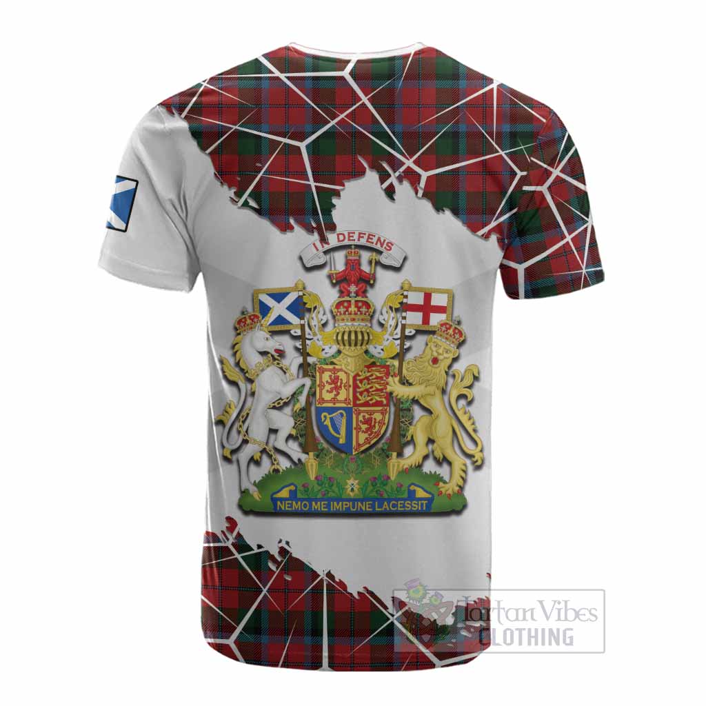 MacNaughton (McNaughton) Tartan Cotton T-shirt with Family Crest and Lion Rampant Grunge Style
