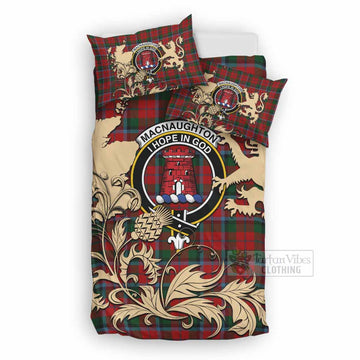 MacNaughton (McNaughton) Tartan Crest Bedding Set with Scottish Iconic Symbols 