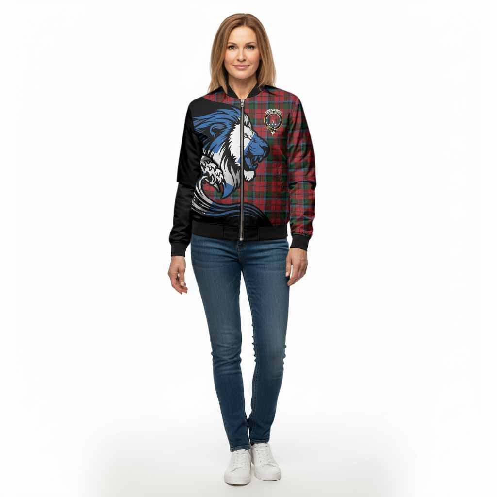 MacNaughton (McNaughton) Tartan Crest Bomber Jacket Scottish Golden Lions Wave Flow