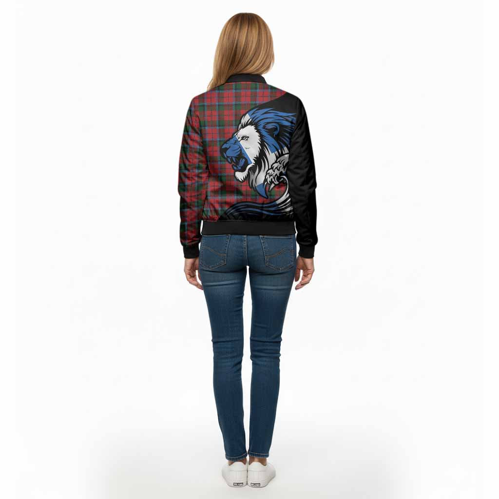 MacNaughton (McNaughton) Tartan Crest Bomber Jacket Scottish Golden Lions Wave Flow