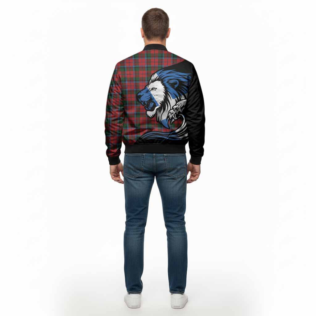 MacNaughton (McNaughton) Tartan Crest Bomber Jacket Scottish Golden Lions Wave Flow