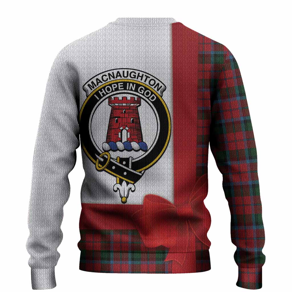 MacNaughton (McNaughton) Tartan Crest Christmas Christmas Ugly Sweater Highland Cow Bagpipes Coquette Bow Style