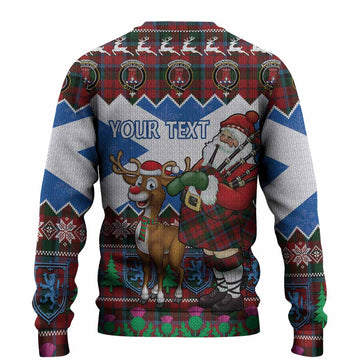 MacNaughton (McNaughton) Tartan Crest Christmas Christmas Ugly Sweater Scotland Santa With Bagpipes Cute Reindeer