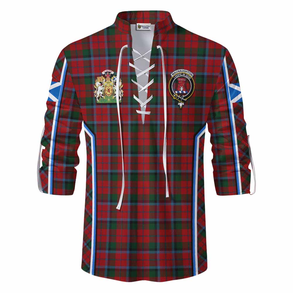 MacNaughton (McNaughton) Tartan Crest Ghillie Kilt Shirt Scotland Coat of Arm Flag Style - Tartan Vibes Clothing