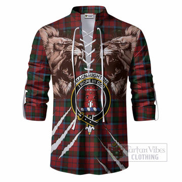 MacNaughton (McNaughton) Tartan Crest Ghillie Shirt Ferocious Lion Style