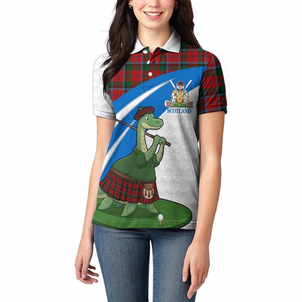 MacNaughton (McNaughton) Tartan Crest Golf Nessie Women Polo Shirt Loch Ness Monster Sporty Style