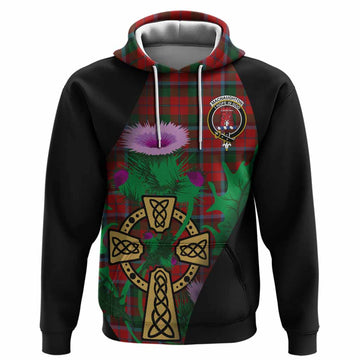 MacNaughton (McNaughton) Tartan Crest Hoodie Celtic Cross Thistle Flowers