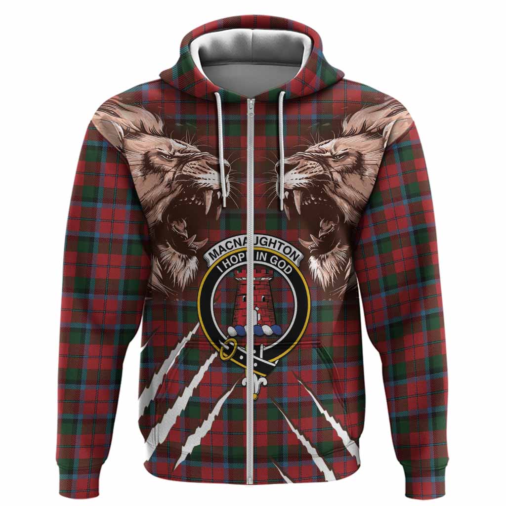 MacNaughton (McNaughton) Tartan Crest Hoodie Ferocious Lion Style
