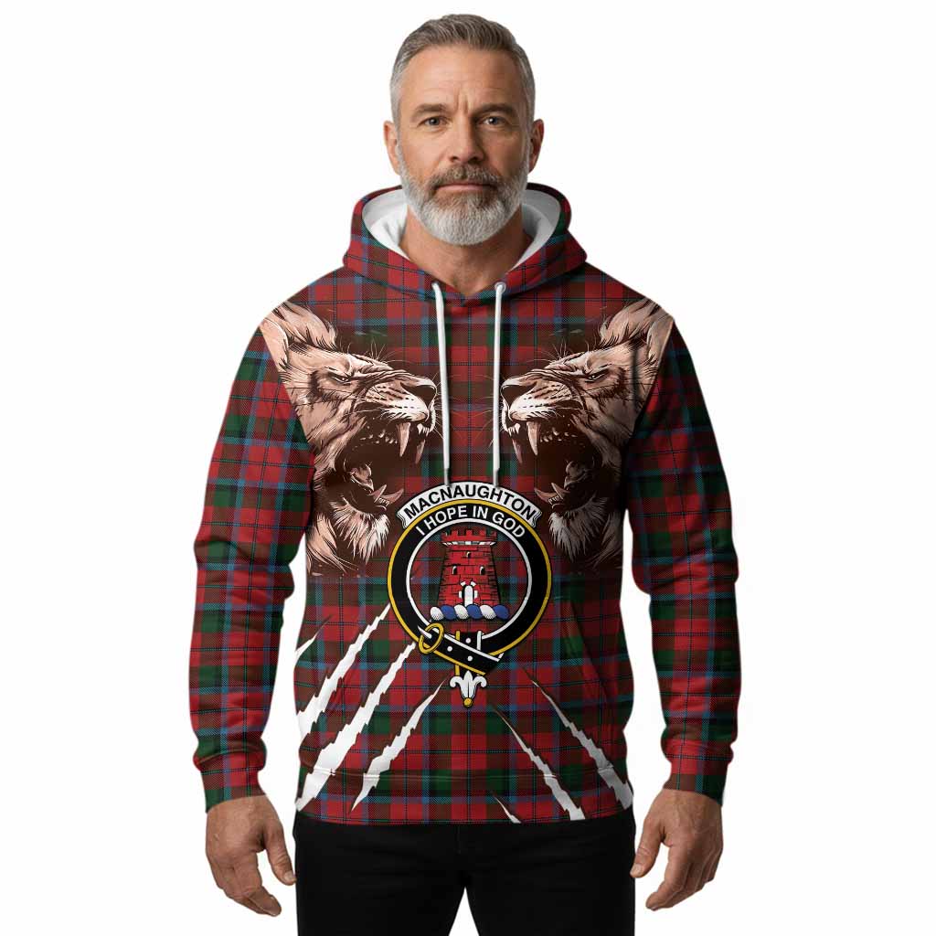 MacNaughton (McNaughton) Tartan Crest Hoodie Ferocious Lion Style
