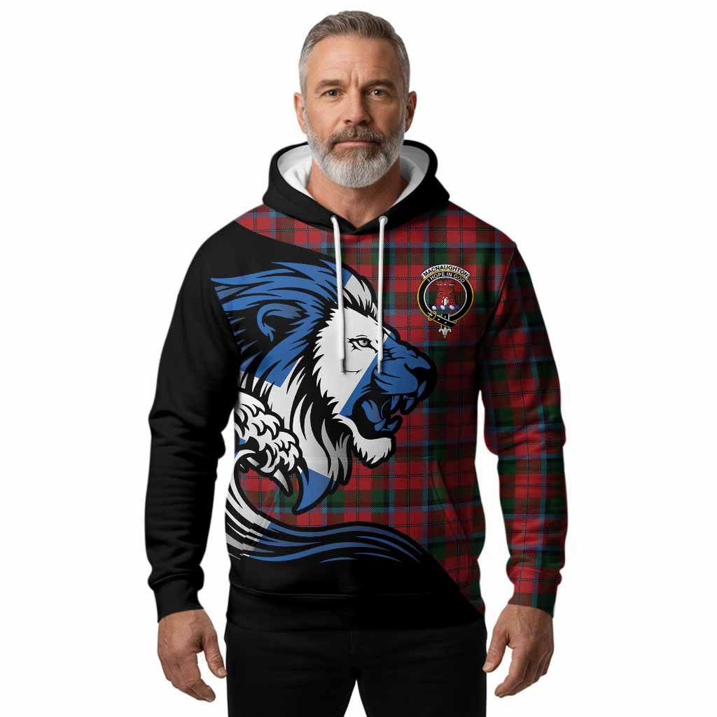 MacNaughton (McNaughton) Tartan Crest Hoodie Scottish Golden Lions Wave Flow
