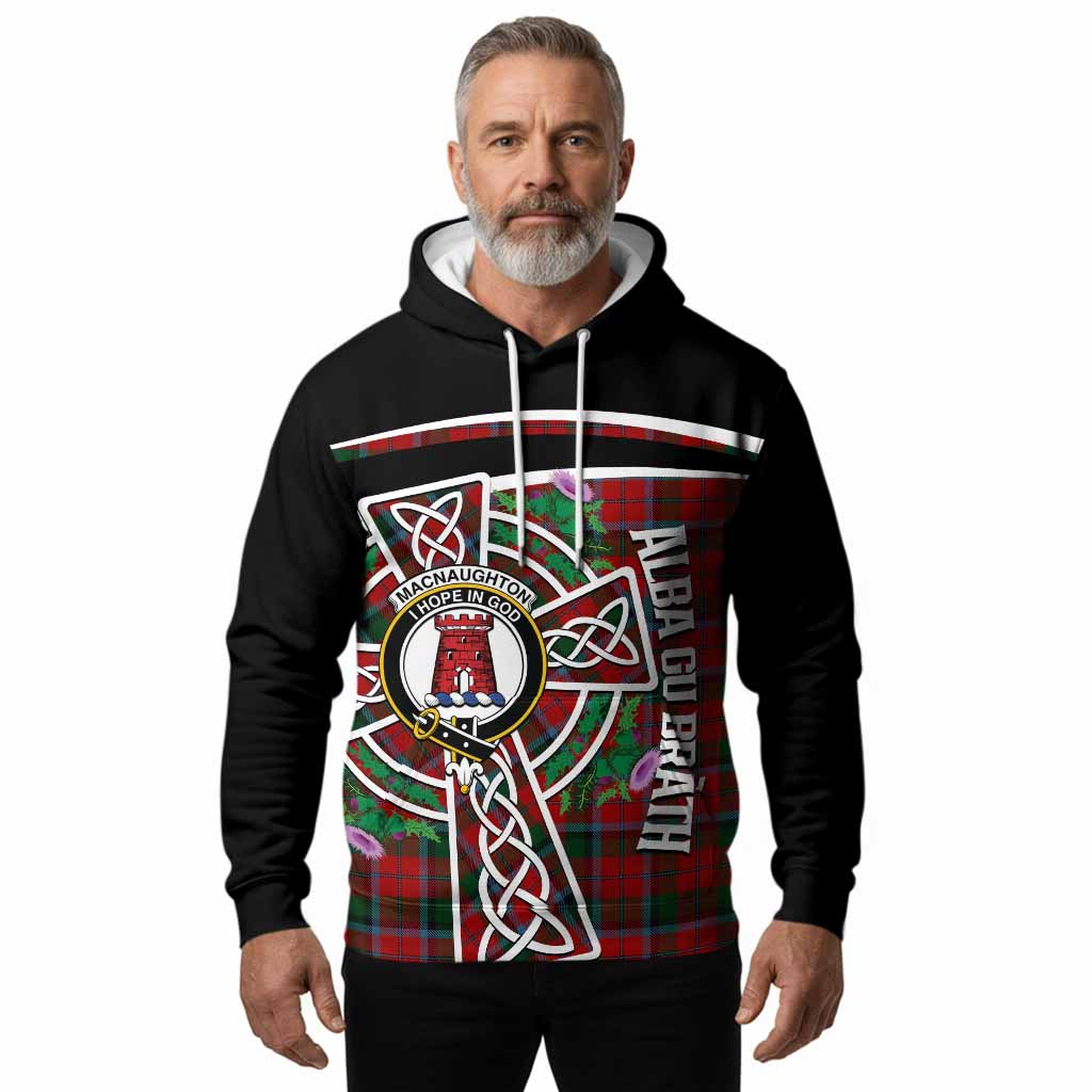 MacNaughton (McNaughton) Tartan Crest Hoodie Scottish Thistle Celtic Cross Alba Gu Brath