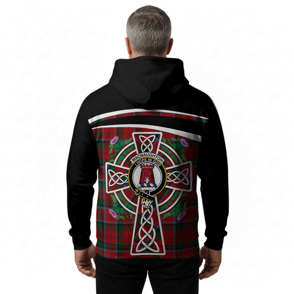 MacNaughton (McNaughton) Tartan Crest Hoodie Scottish Thistle Celtic Cross Alba Gu Brath