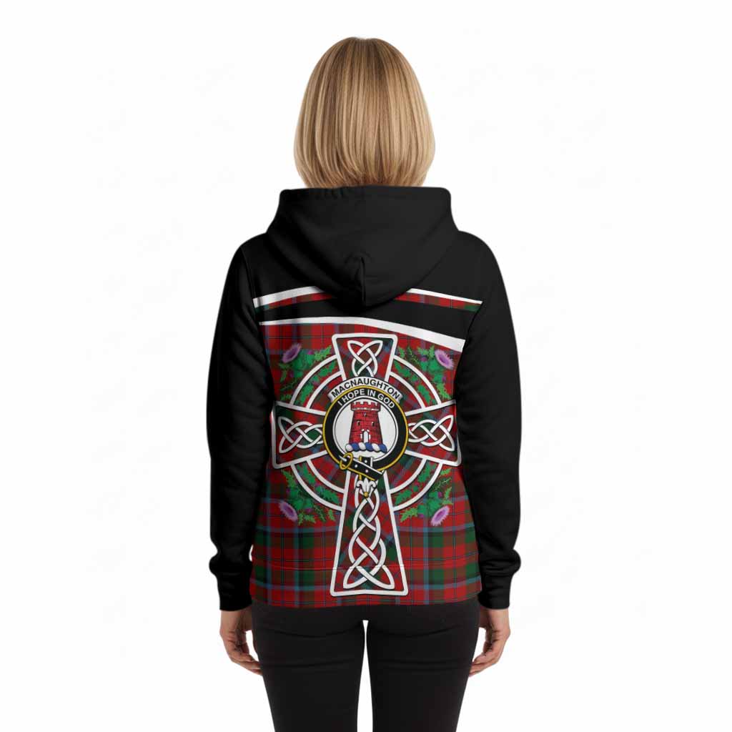 MacNaughton (McNaughton) Tartan Crest Hoodie Scottish Thistle Celtic Cross Alba Gu Brath