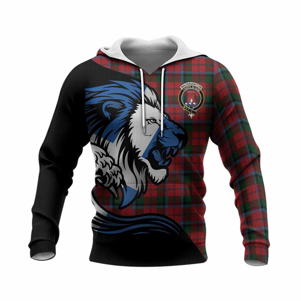 MacNaughton (McNaughton) Tartan Crest Knitted Hoodie Scottish Golden Lions Wave Flow