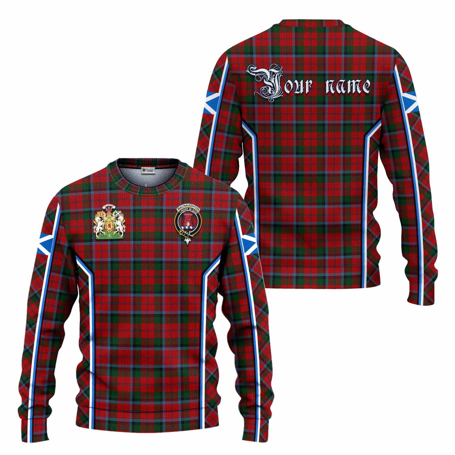 MacNaughton (McNaughton) Tartan Crest Knitted Sweater Scotland Coat of Arm Flag Style - Tartan Vibes Clothing