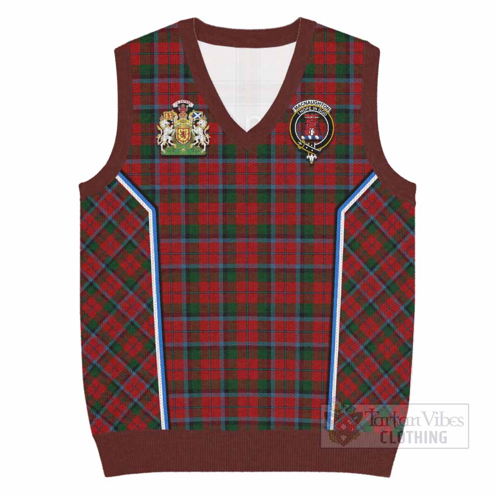 MacNaughton (McNaughton) Tartan Crest Knitted V-Neck Vest Scotland Coat of Arm Flag Style - Tartan Vibes Clothing