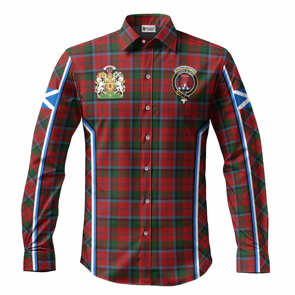 MacNaughton (McNaughton) Tartan Crest Long Sleeve Button Shirts Scotland Coat of Arm Flag Style - Tartan Vibes Clothing