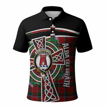 MacNaughton (McNaughton) Tartan Crest Polo Shirt Scottish Thistle Celtic Cross Alba Gu Brath