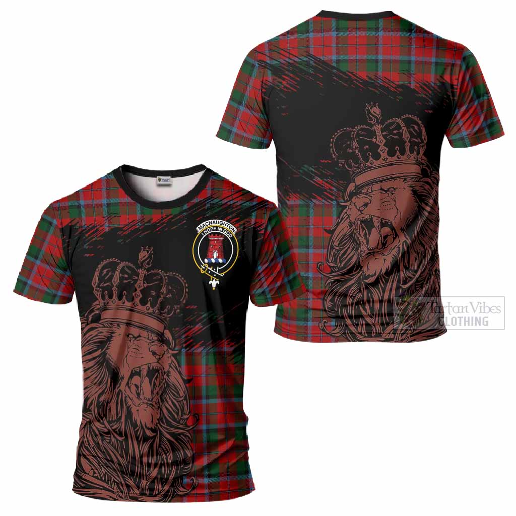 MacNaughton (McNaughton) Tartan Crest T-Shirt Crowned Lion Heritage Style