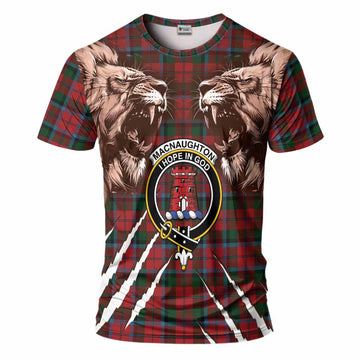 MacNaughton (McNaughton) Tartan Crest T-Shirt Ferocious Lion Style