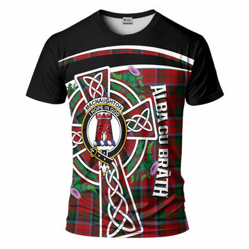 MacNaughton (McNaughton) Tartan Crest T-Shirt Scottish Thistle Celtic Cross Alba Gu Brath
