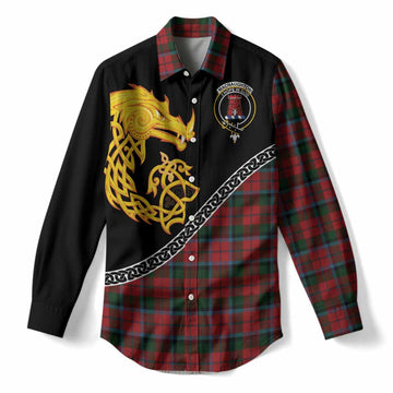 MacNaughton (McNaughton) Tartan Crest Women Casual Shirt Legendary Dragon Knot Half Style