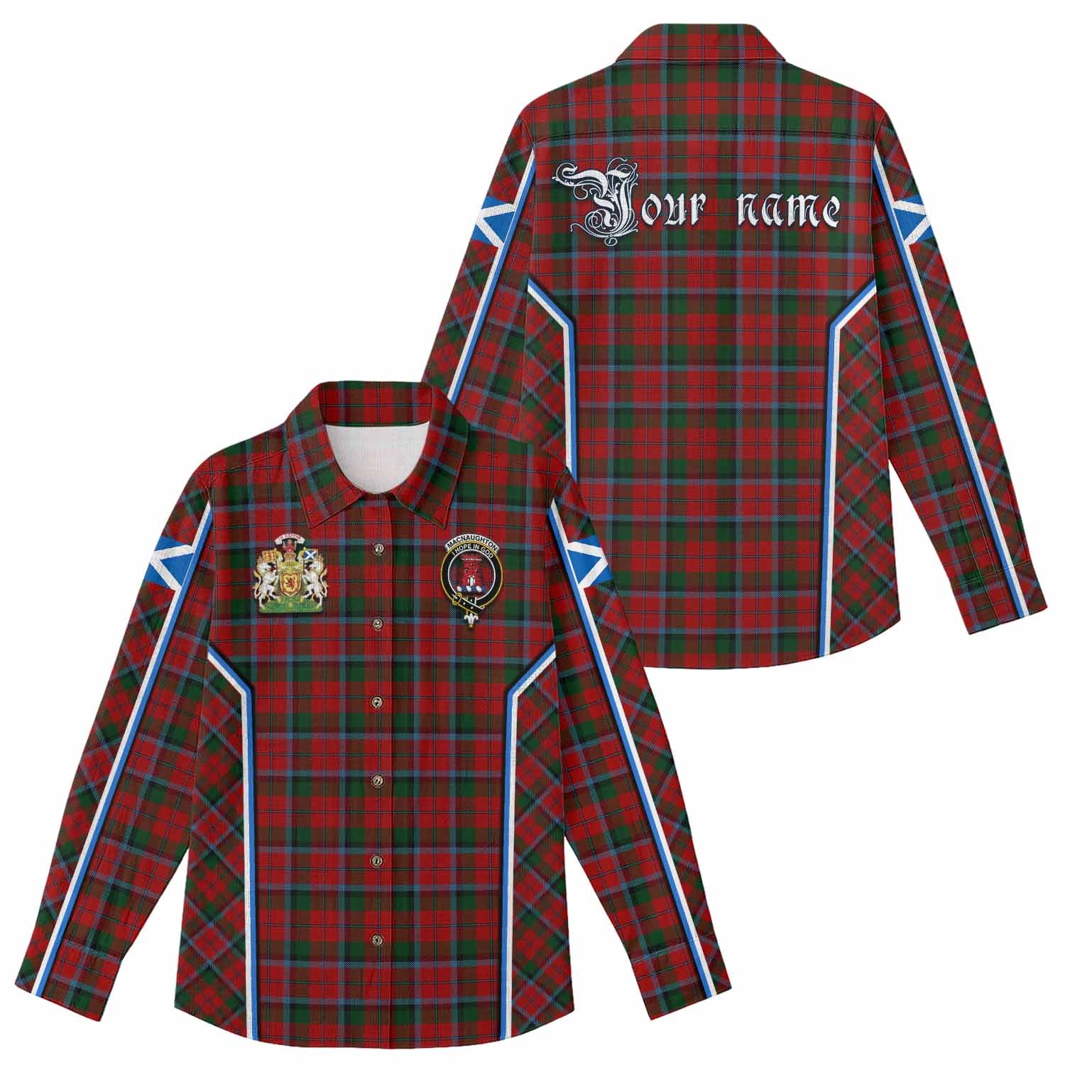 MacNaughton (McNaughton) Tartan Crest Women Casual Shirt Scotland Coat of Arm Flag Style - Tartan Vibes Clothing