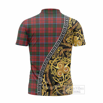 MacNaughton (McNaughton) Tartan Crest Zipper Polo Shirt Celtic Knot and Triple Trickle Spiral Symbols