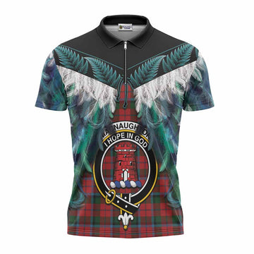 MacNaughton (McNaughton) Tartan Crest Zipper Polo Shirt New Zealand Maori Korowai Cloak