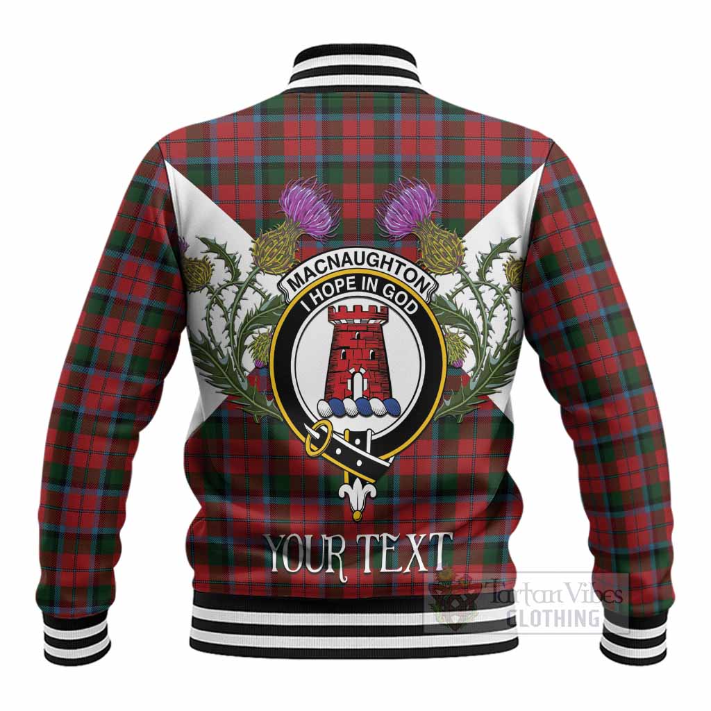 MacNaughton (McNaughton) Tartan Family Crest Baseball Jacket Scottish Burns Night Thistle Floral