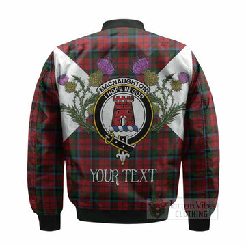 MacNaughton (McNaughton) Tartan Family Crest Bomber Jacket Scottish Burns Night Thistle Floral