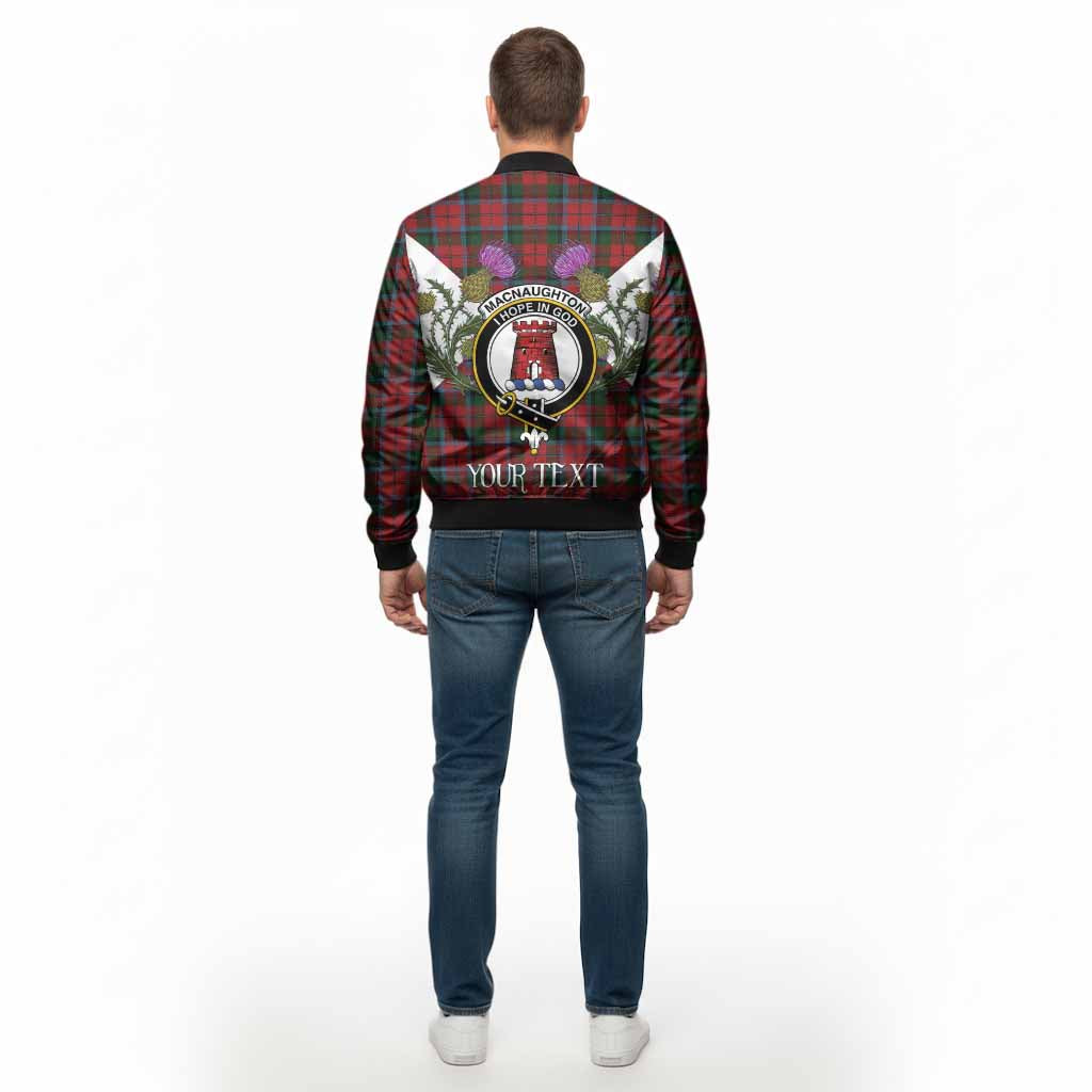 MacNaughton (McNaughton) Tartan Family Crest Bomber Jacket Scottish Burns Night Thistle Floral