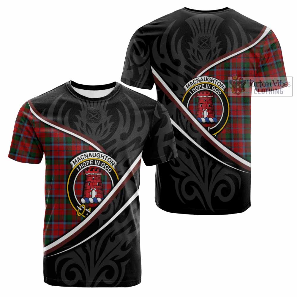 MacNaughton (McNaughton) Tartan Family Crest Cotton T-shirt Celtic Scottish Thistle Floral - Tartan Vibes Clothing