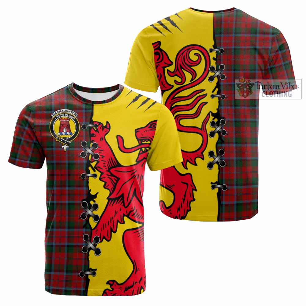 MacNaughton (McNaughton) Tartan Family Crest Cotton T-shirt Lion Rampant Honor - Tartan Vibes Clothing