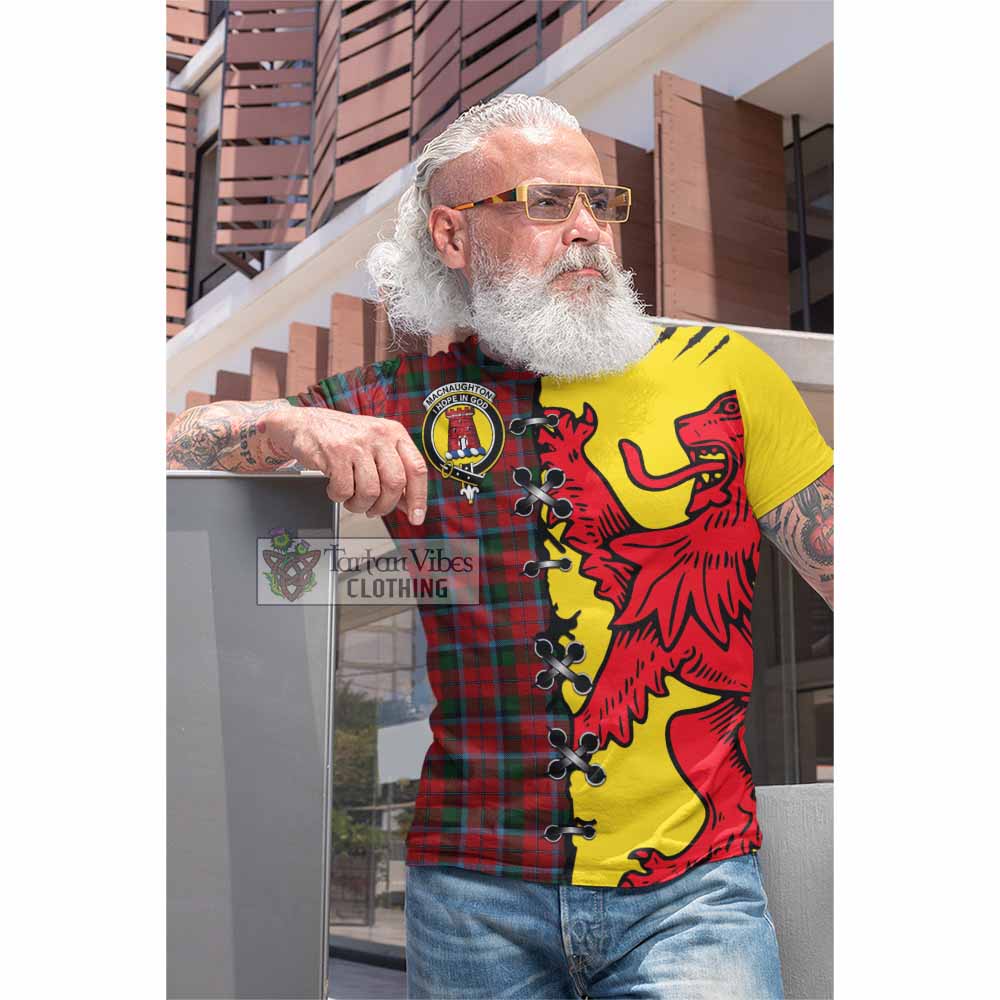 MacNaughton (McNaughton) Tartan Family Crest Cotton T-shirt Lion Rampant Honor - Tartan Vibes Clothing
