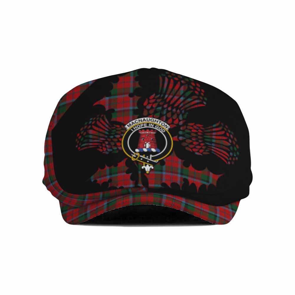 MacNaughton (McNaughton) Tartan Family Crest Flat Cap, Jeff Cap Scotland Thistle Floral