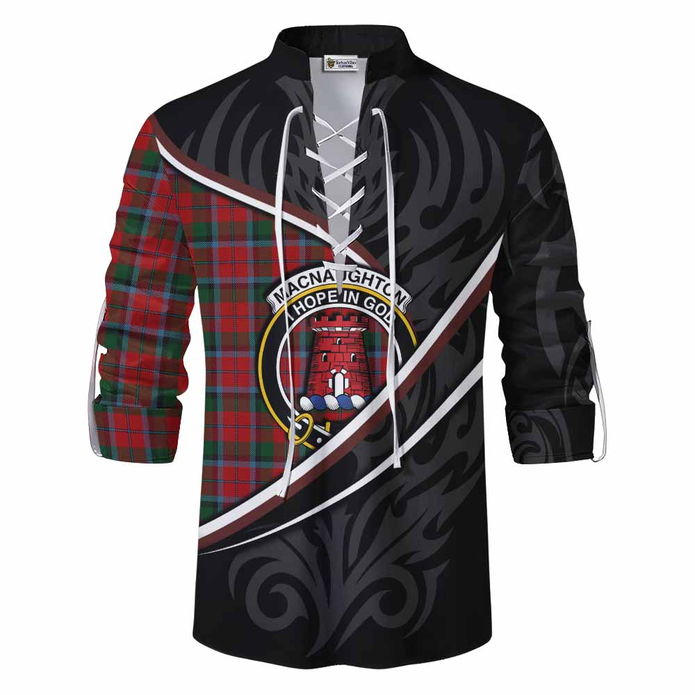 MacNaughton (McNaughton) Tartan Family Crest Ghillie Kilt Shirt Celtic Scottish Thistle Floral - Tartan Vibes Clothing