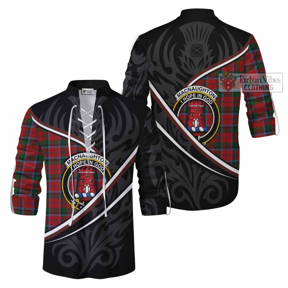 MacNaughton (McNaughton) Tartan Family Crest Ghillie Kilt Shirt Celtic Scottish Thistle Floral - Tartan Vibes Clothing
