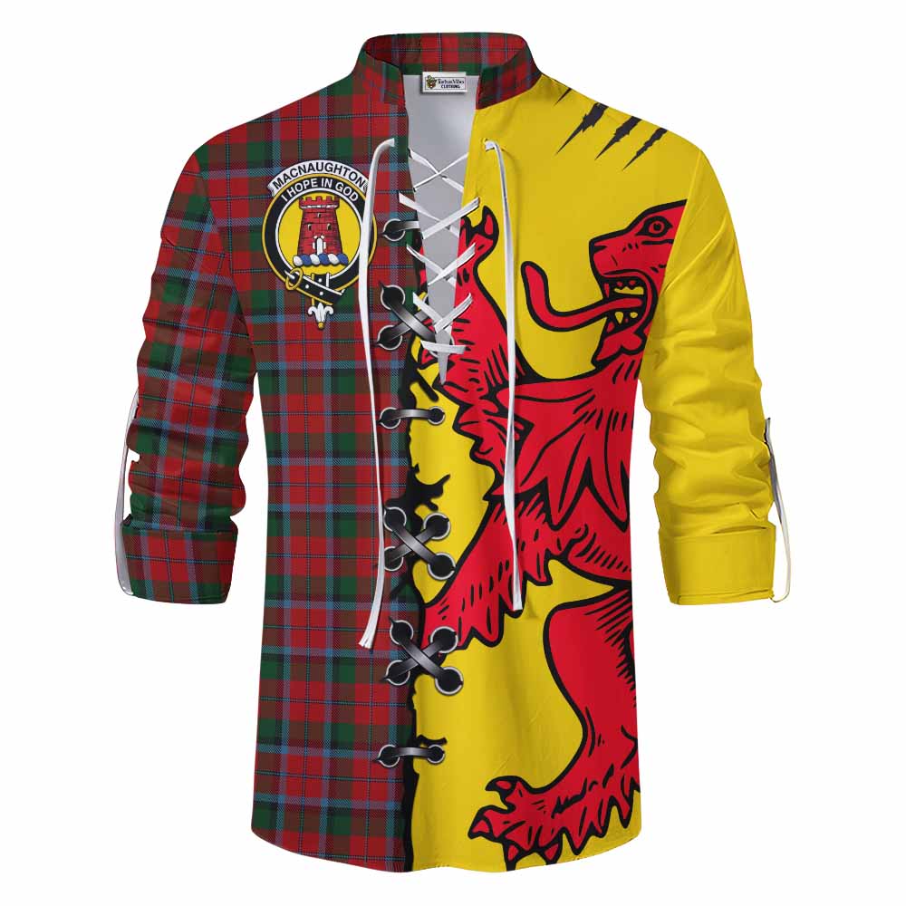MacNaughton (McNaughton) Tartan Family Crest Ghillie Kilt Shirt Lion Rampant Honor - Tartan Vibes Clothing