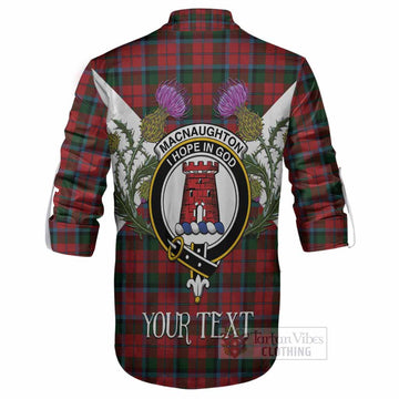 MacNaughton (McNaughton) Tartan Family Crest Ghillie Shirt Scottish Burns Night Thistle Floral